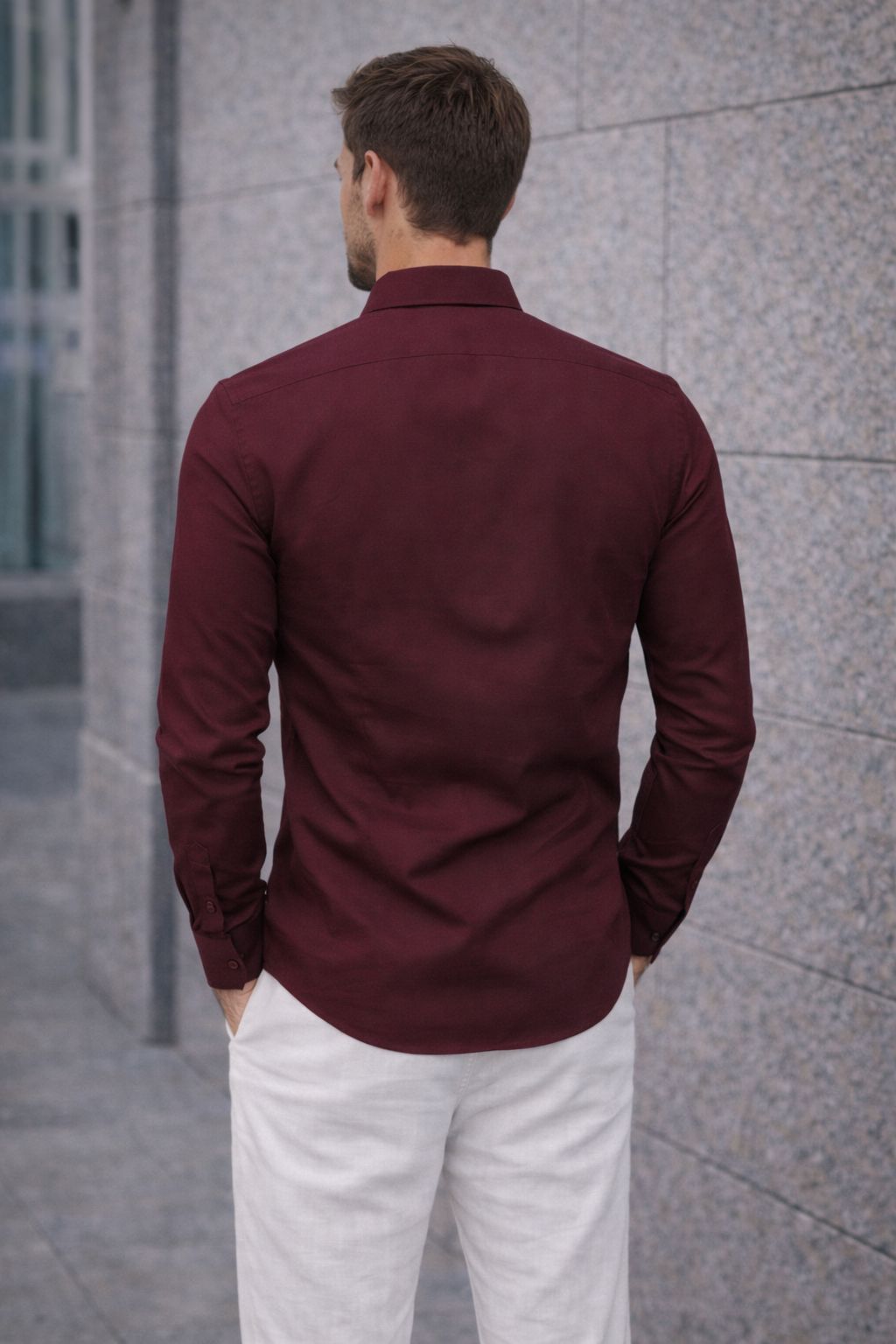6518SKSPBO - CAMISA SKINNY SUPER PREMIUM BORDÓ